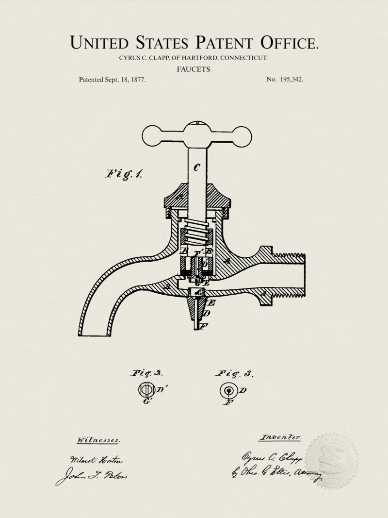 Bathroom Faucet | 1877 Patent