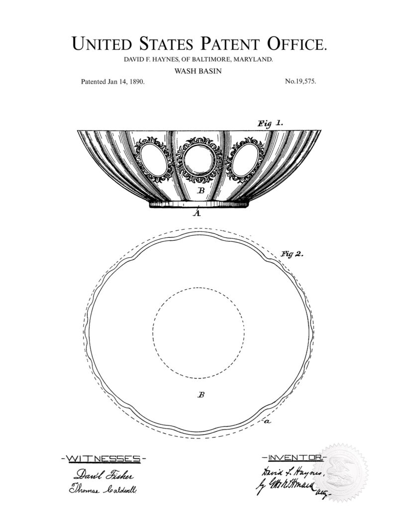 Antique Wash Basin | 1890 Patent