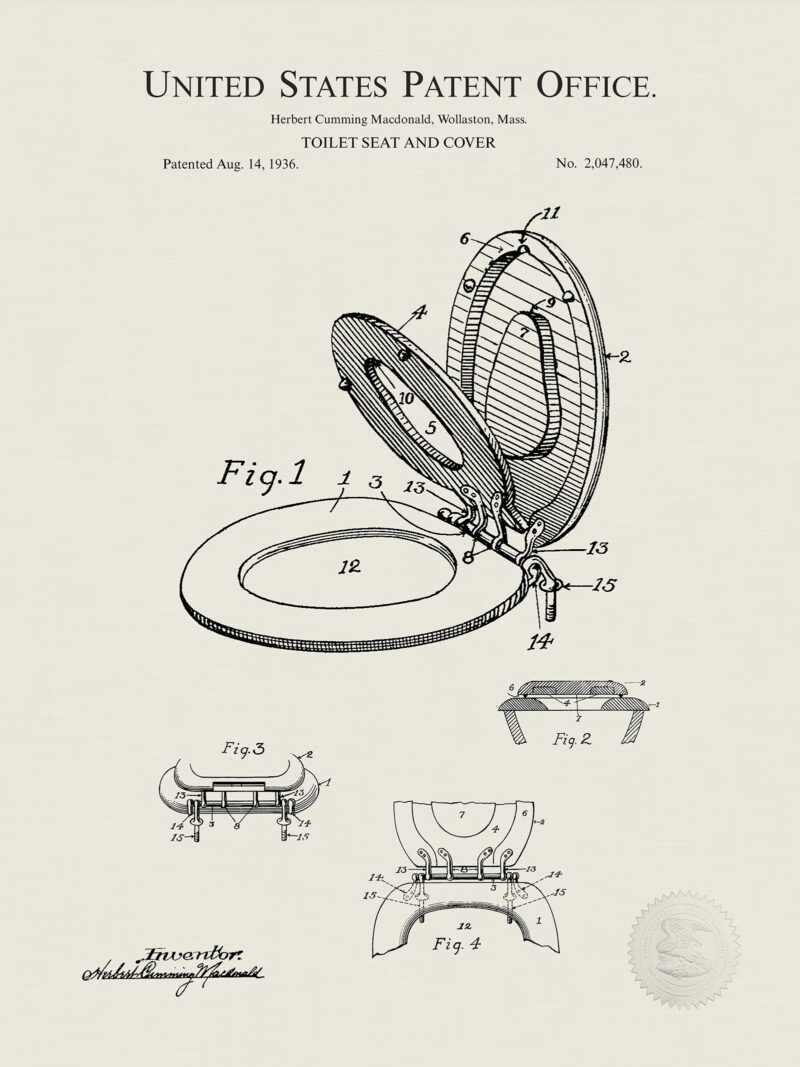 Toilet Seat Design | 1936 Patent