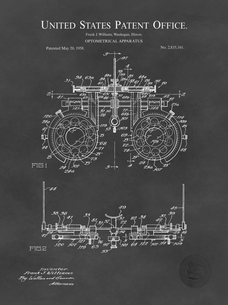 Optometrical Apparatus  1958 Patent