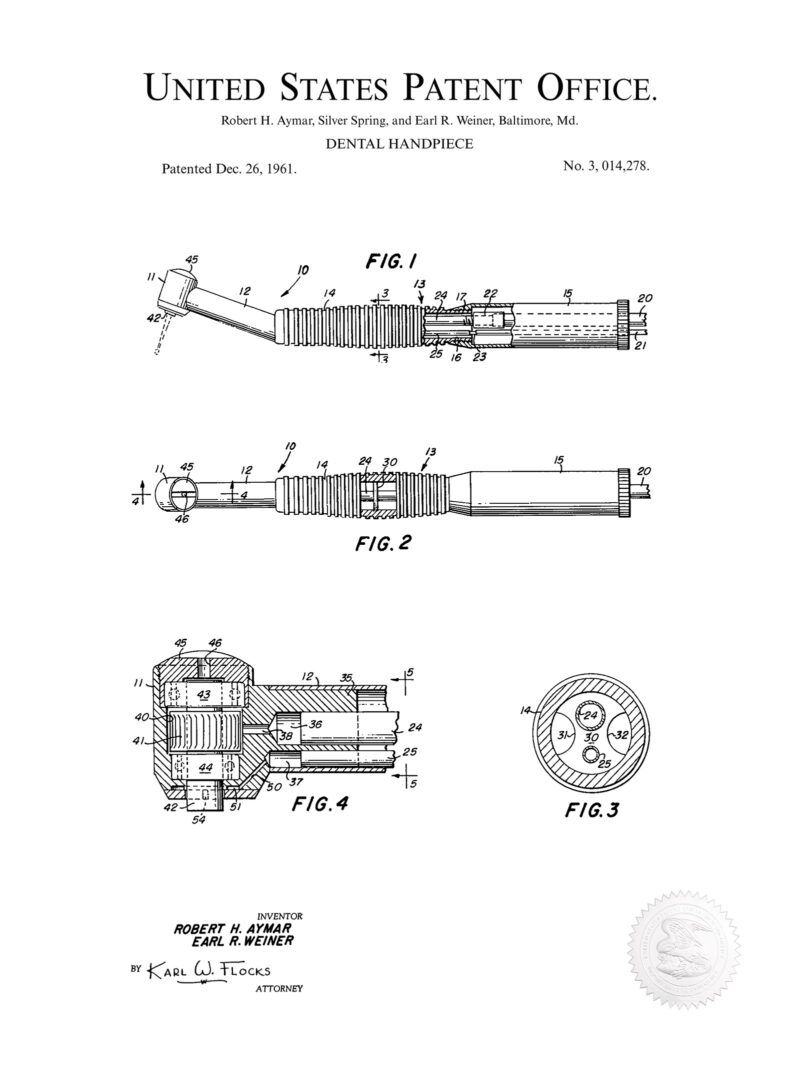 Dental Handpiece | 1961 Patent