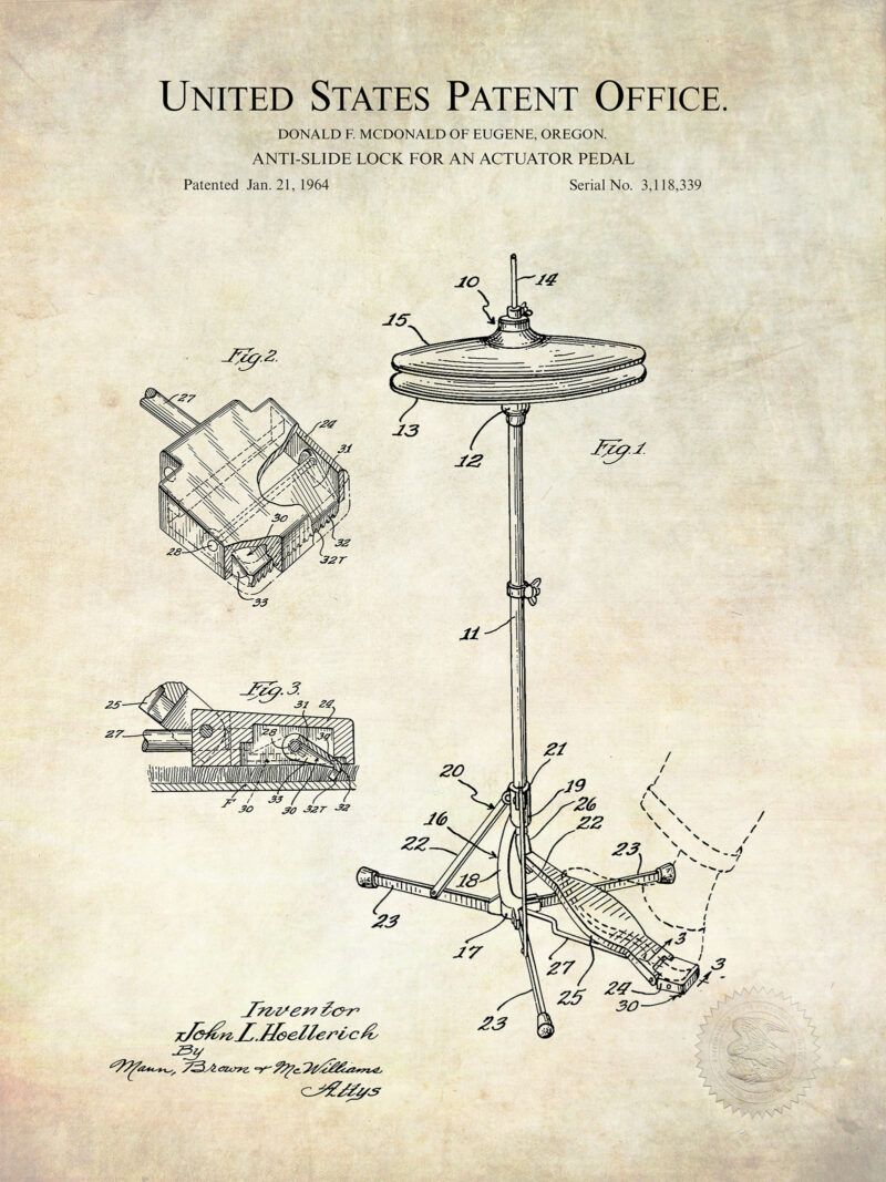 Vintage Drum Patent Prints Set