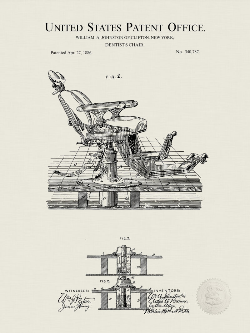 Vintage Dentist's Chairs Patent Prints