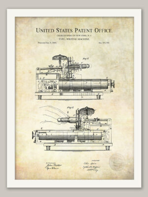 Type-Writing Machine | 1889 Patent | Office Decor