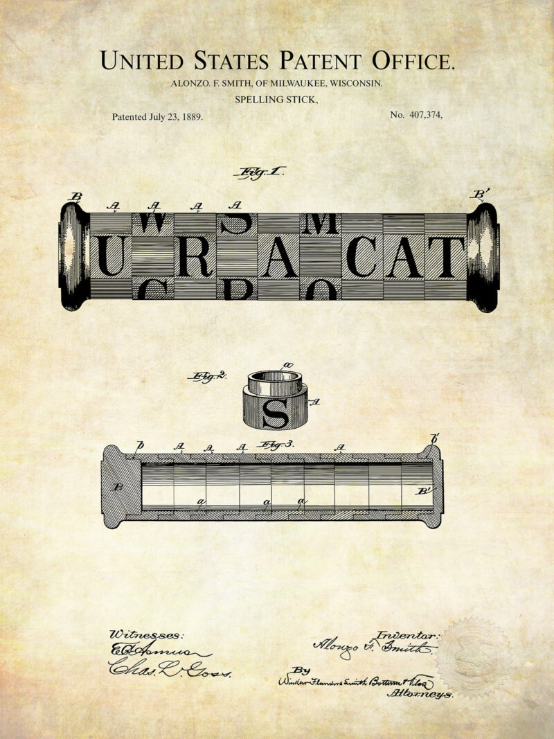 Spelling Stick | 1889 Educational Patent