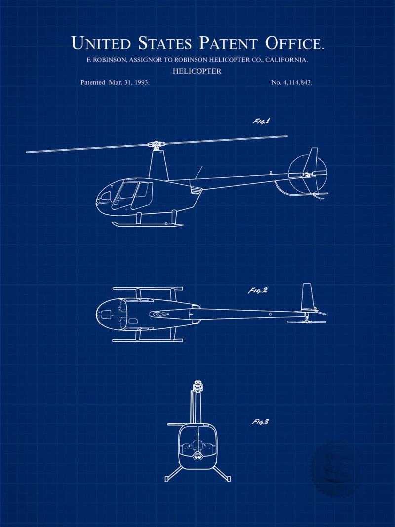 Robinson R44 Helicopter | 1993 Patent Print