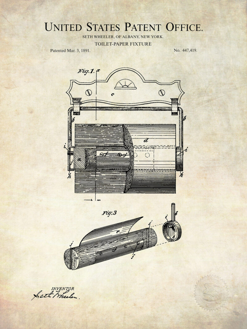 Vintage Toilet Patent Print Collection