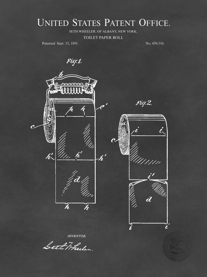 Toilet Paper Print | 1891 Patent
