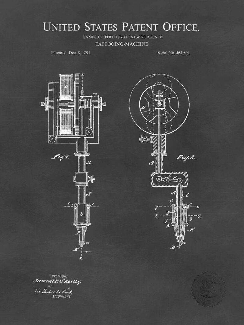 Tattoo Machine | 1891 Patent Print