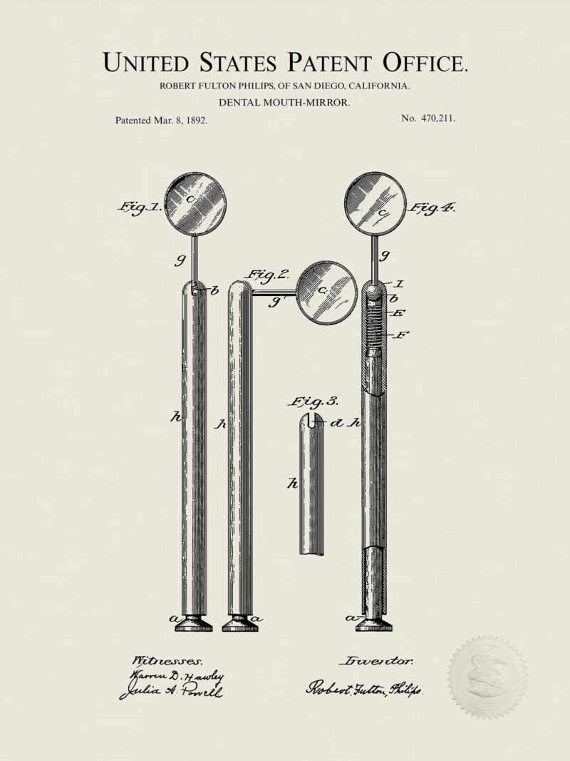 Dental Mouth Mirror | 1892 Patent Print