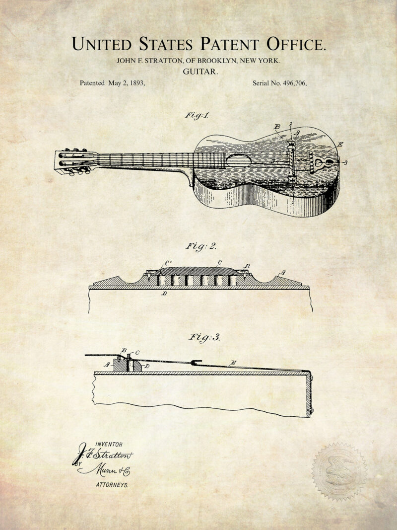 Antique Acoustic Guitar | 1893 Patent