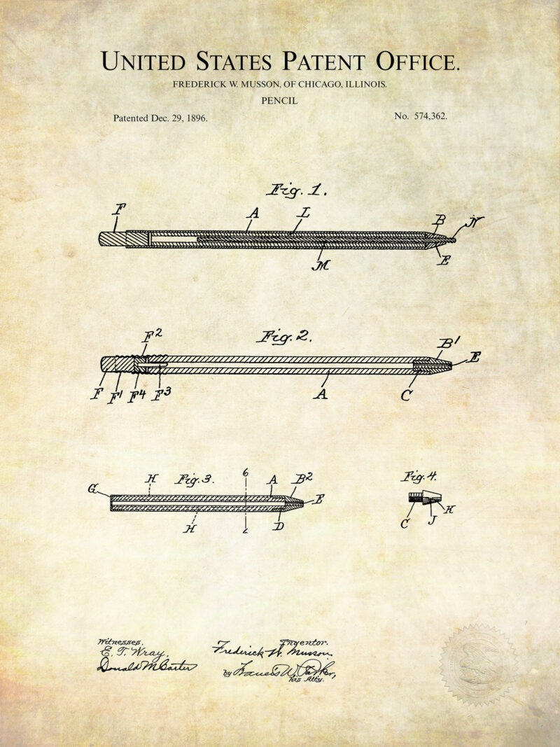 Pencil Design | 1896 Patent | Office Art