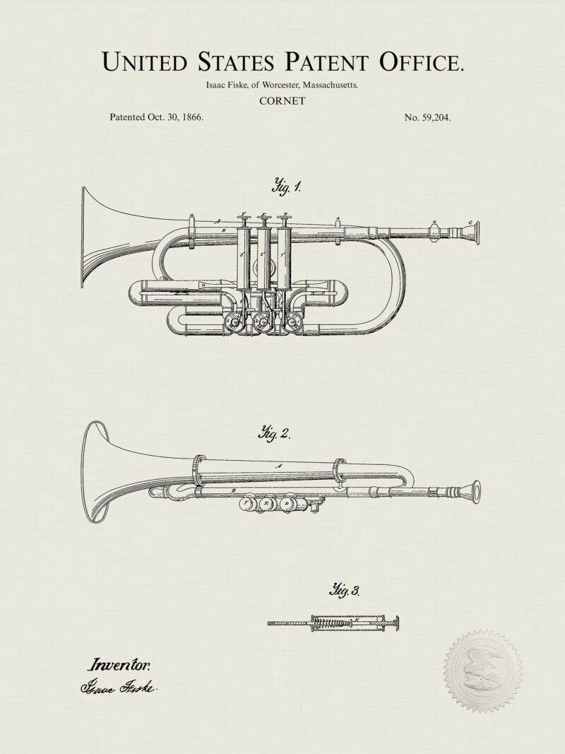 Cornet Design | 1866 Patent Print