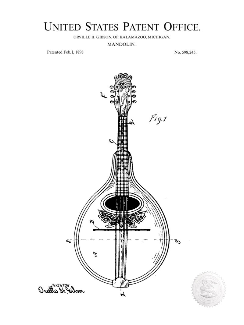 Mandolin Print | 1896 Patent