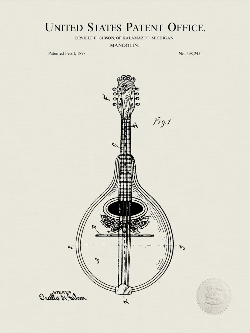 Mandolin Print | 1896 Patent