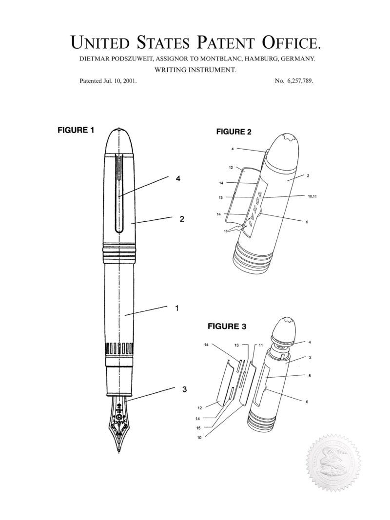 Montblanc Fountain Pen | 2001 Patent Print