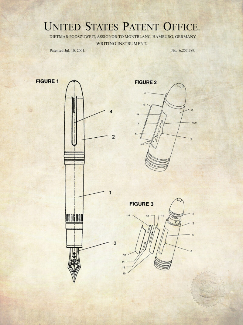 Montblanc Fountain Pen | 2001 Patent Print