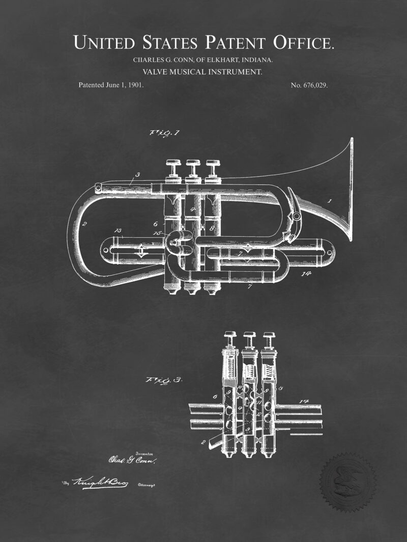 Antique Cornet | 1901 Patent Print
