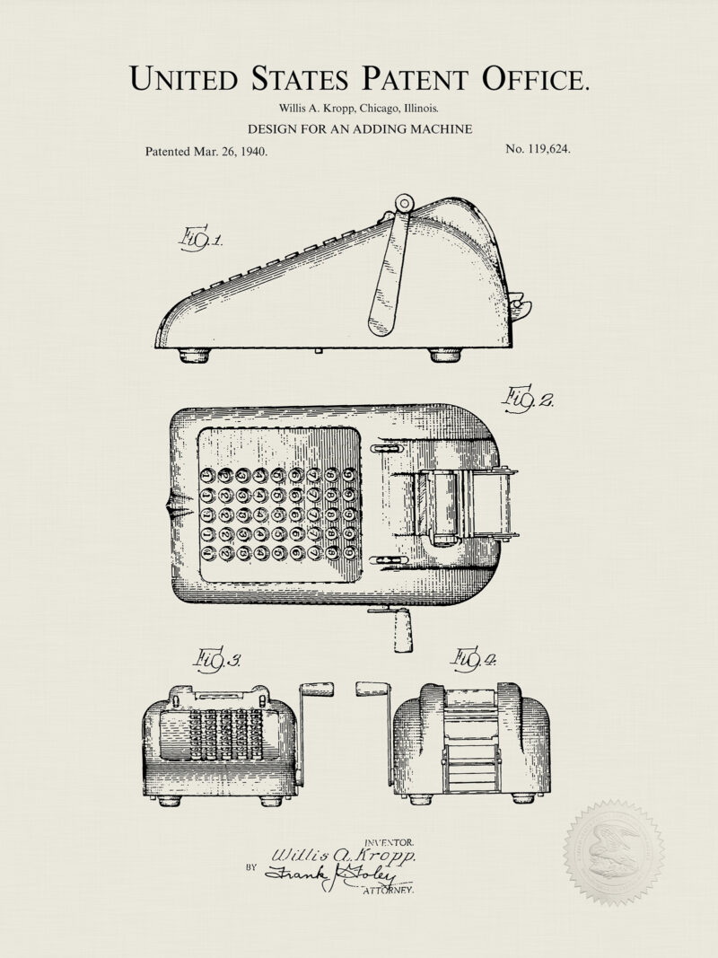 Adding Machine Design | 1940 Patent