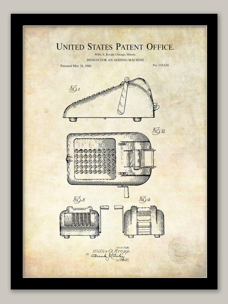 Adding Machine Design | 1940 Patent
