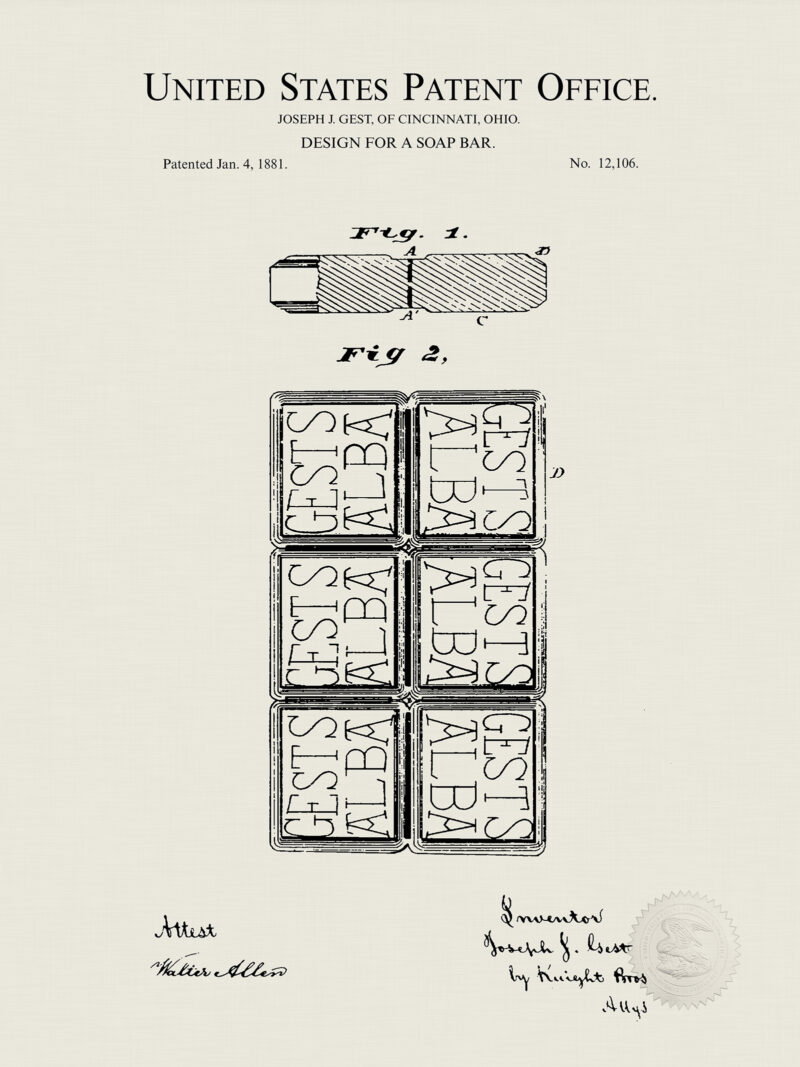 Retro Soap Bar Print | 1881 Patent