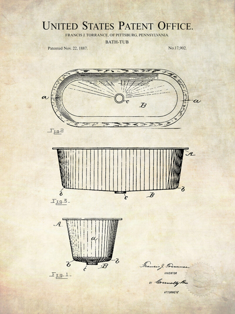 Classic Bathtub Design | 1887 Patent