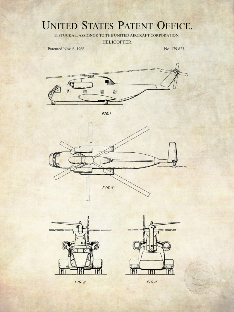 Sikorsky Helicopter Print | 1966 Patent