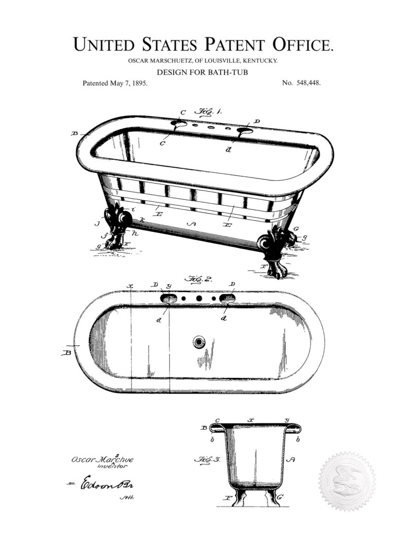 Clawfoot Bathtub | 1895 Patent