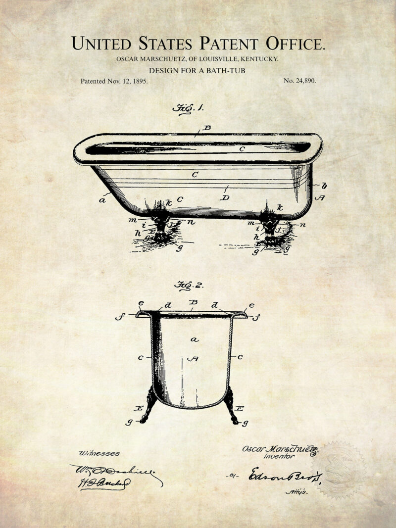 Early Bathtub Design | 1895 Patent