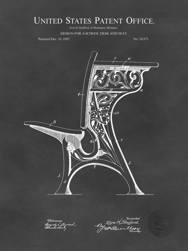 School Desk Print | 1895 Patent