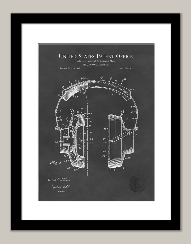Studio Headphones | 1966 Patent Print