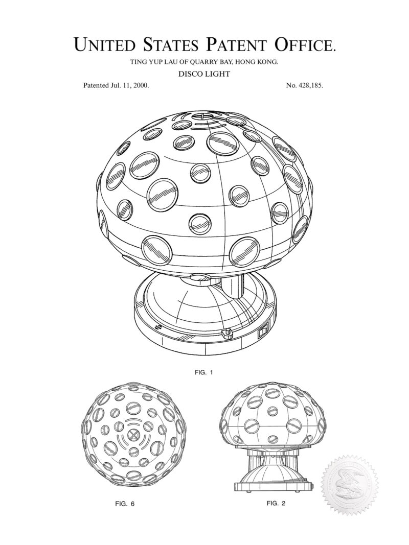 Retro Disco Light Patent Print