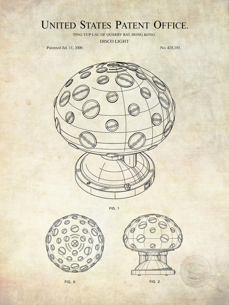 Retro Disco Light Patent Print