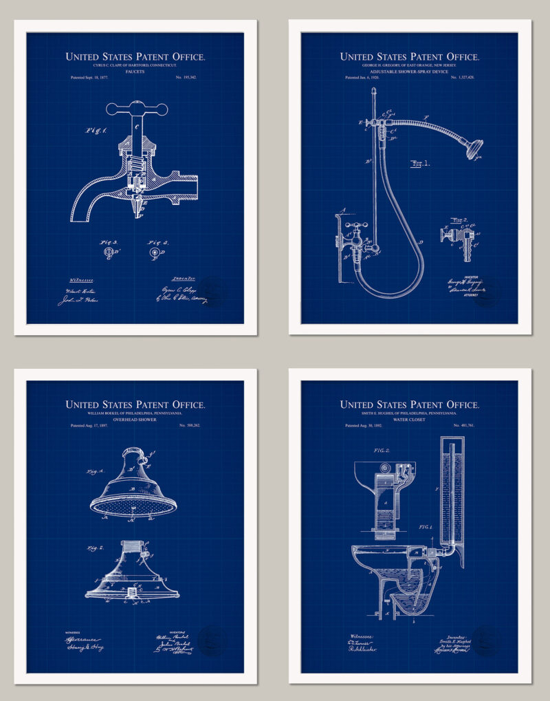 Retro Bathroom Patent Prints