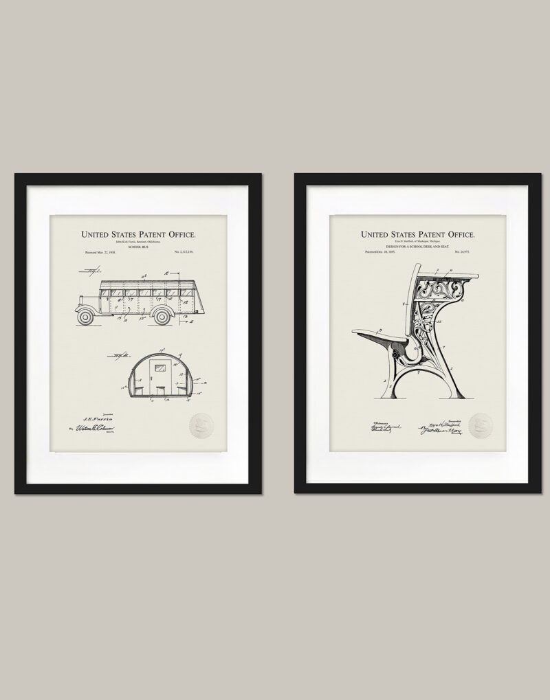 Vintage Schoolhouse Patent Prints