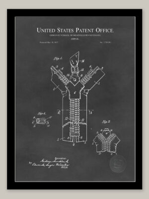 Zipper Invention | 1917 Patent Print