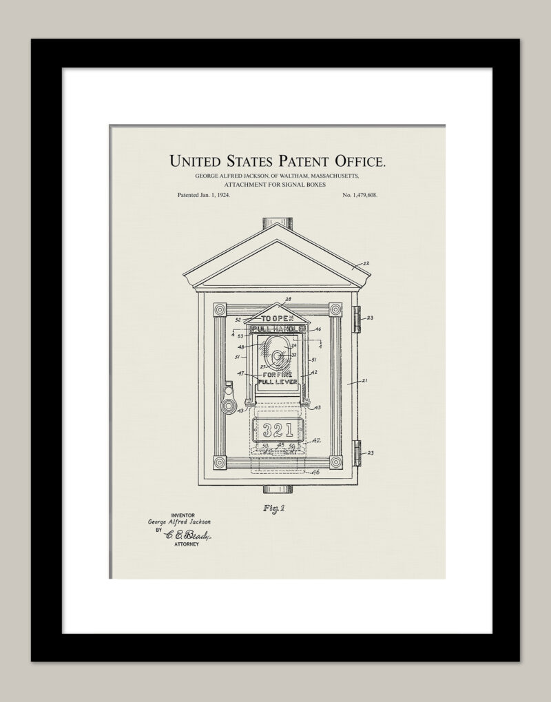 Fire Signal Box | 1922 Patent Print