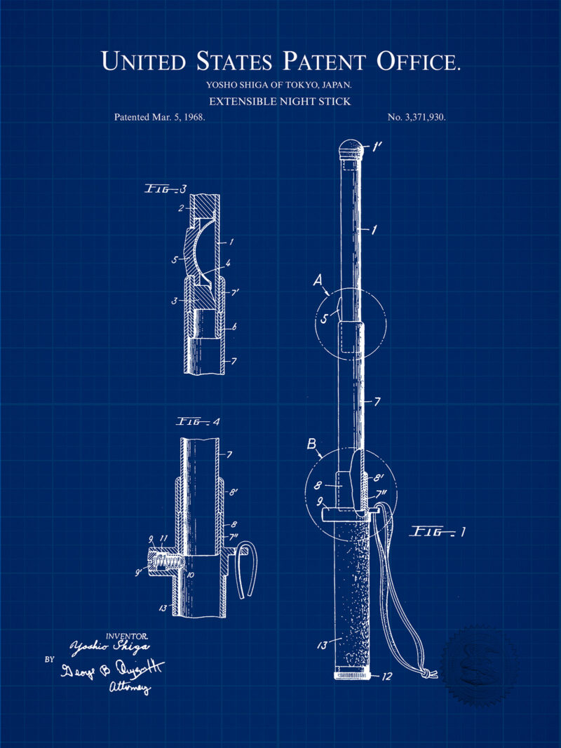 Night Stick | 1968 Patent | Police Print