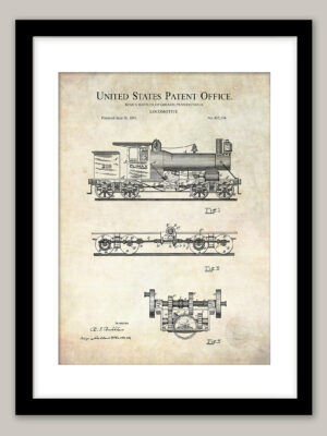 Early Train Locomotive | 1891 Patent Print