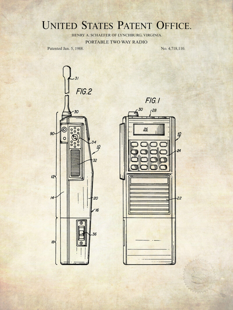 Walkie-Talkie Print | 1988 GE Patent