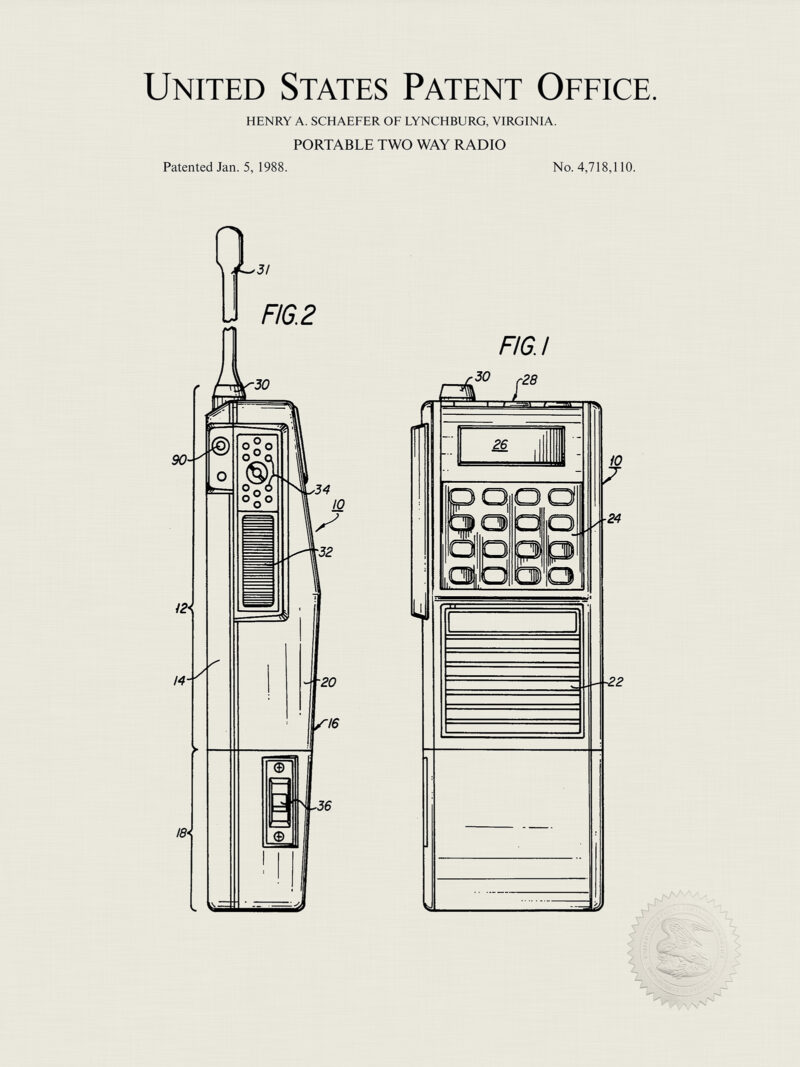 Walkie-Talkie Print | 1988 GE Patent