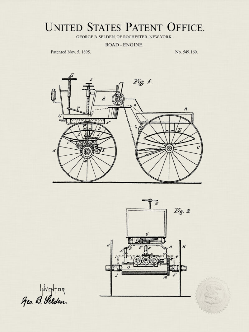 Vintage Motor Vehicle Patent Prints