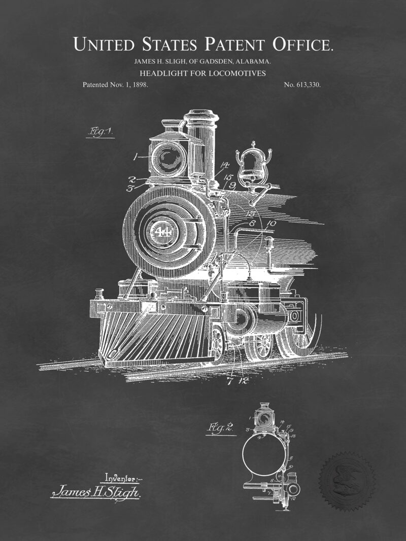Locomotive Design | 1898 Patent Print