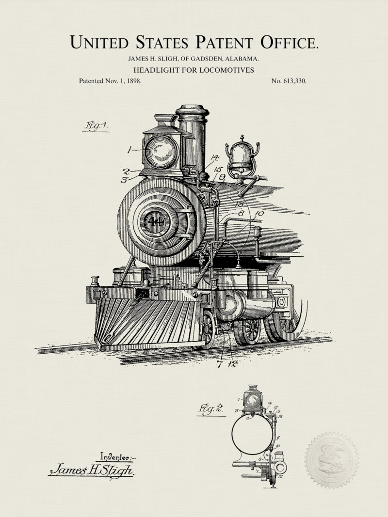 Locomotive Design | 1898 Patent Print