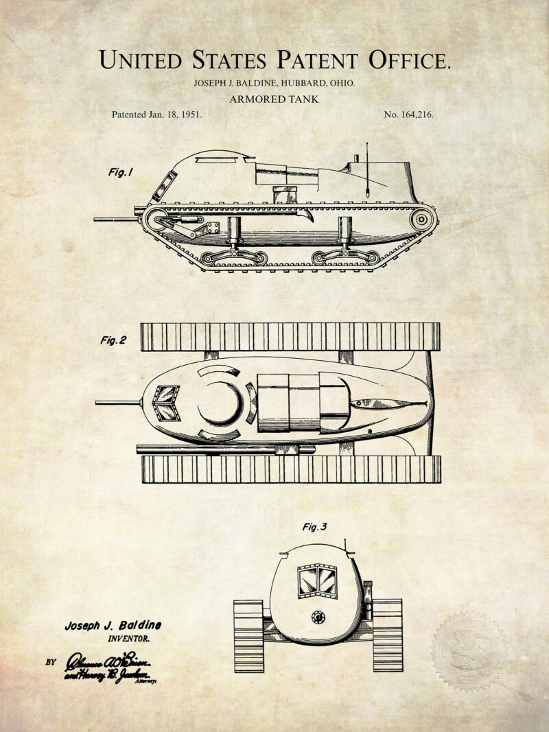 Tank Design | 1951 Patent Print