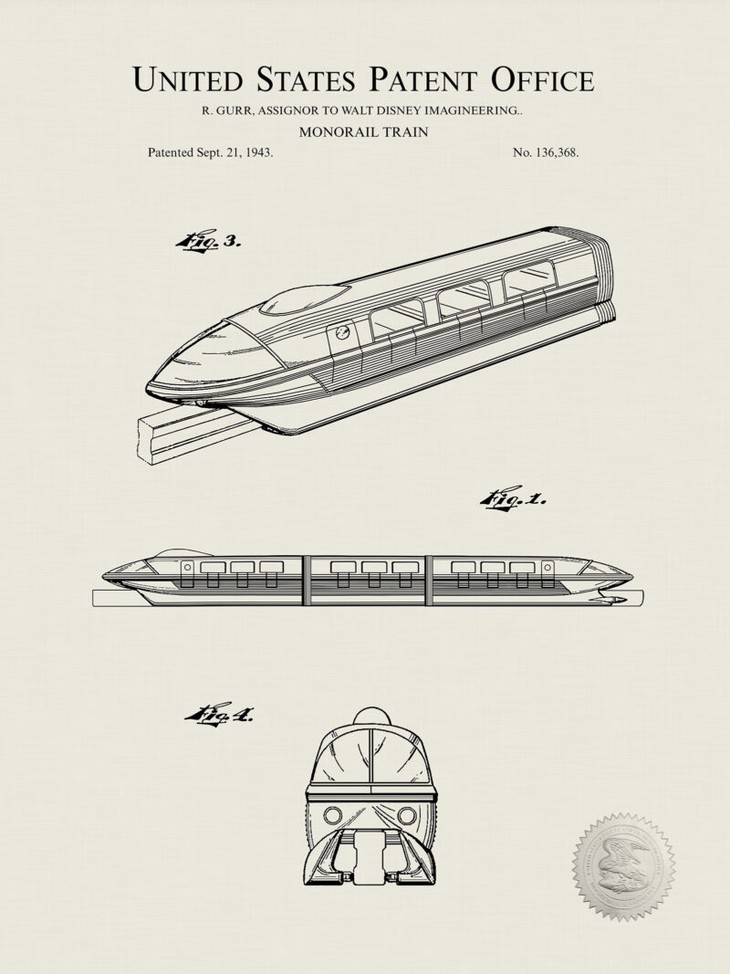 Classic Disneyland Ride Patent Prints
