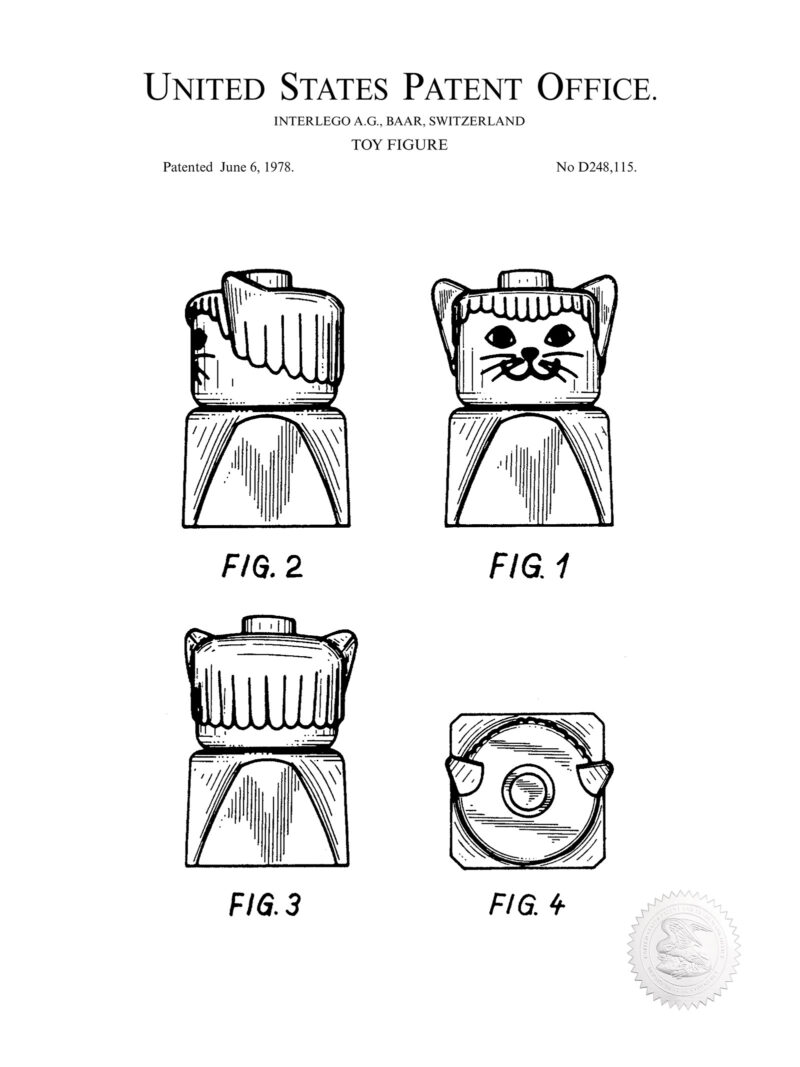 Building Block Cat | 1978 Toy Patent Print