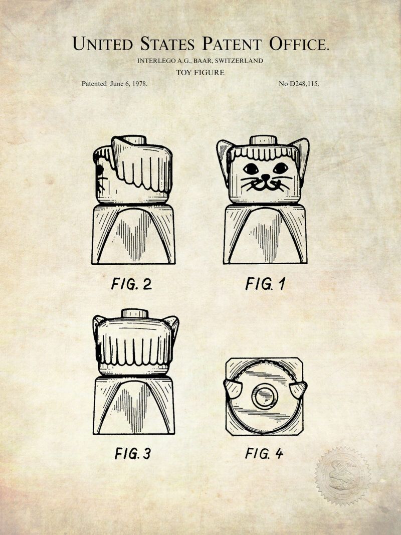 Building Block Cat | 1978 Toy Patent Print