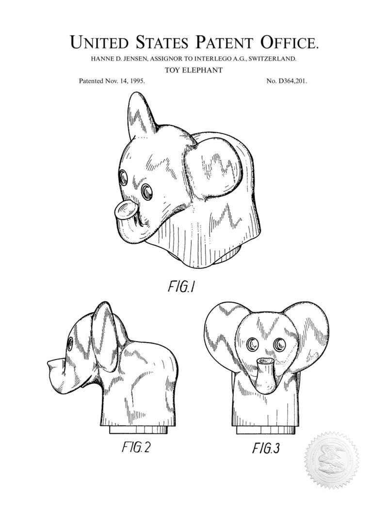 Toy Elephant Building Block | 1995 Patent Print