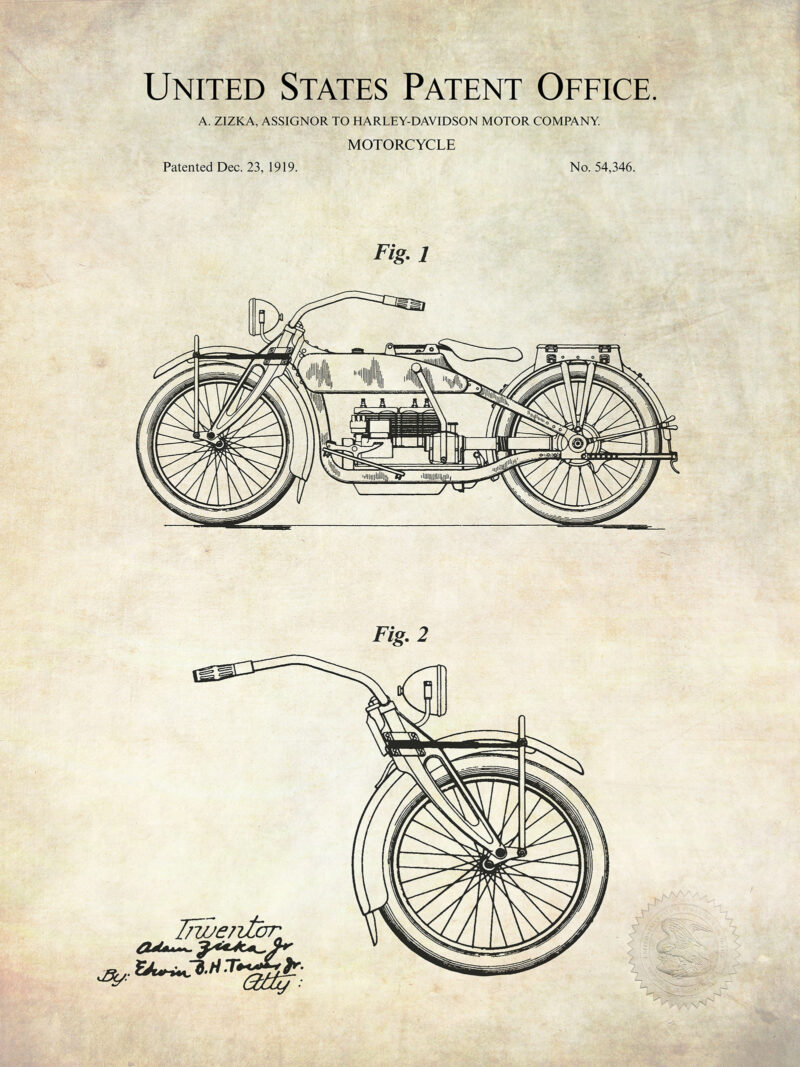 Harley-Davidson Motorcycle | 1919 Patent